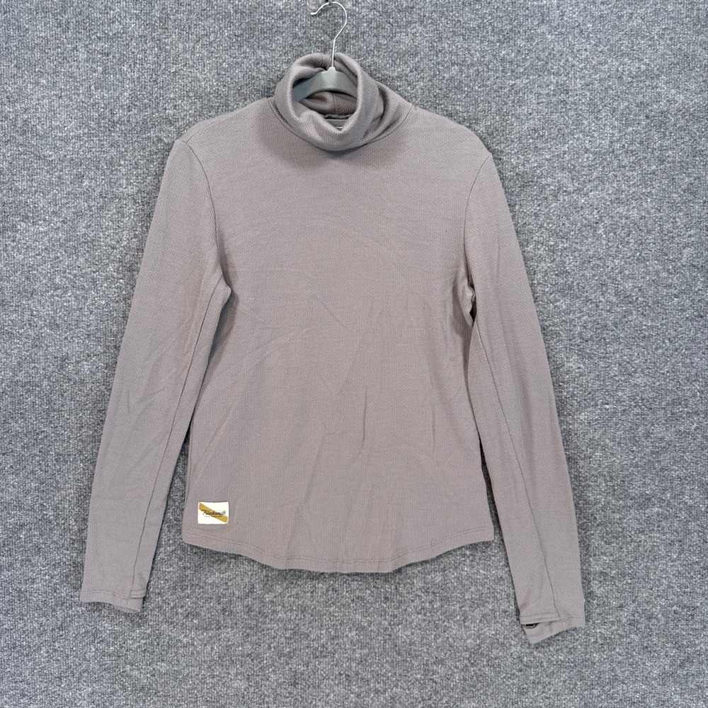 Tracksmith Turtleneck Womens XS Taupe Gray Merino Wool Blend Running Top